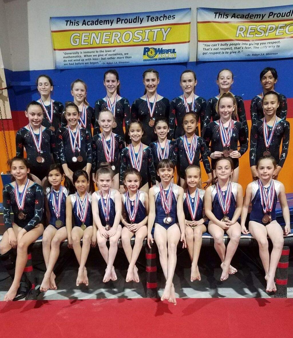 JOHN JACKSON/ARGUS-COURIER STAFFRedwood Empire gymnasts had a reason to smile after their showing in the Norcal State Championships.