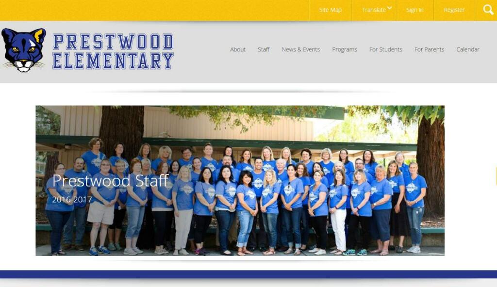 The newly revamped Prestwood Elementary School website.
