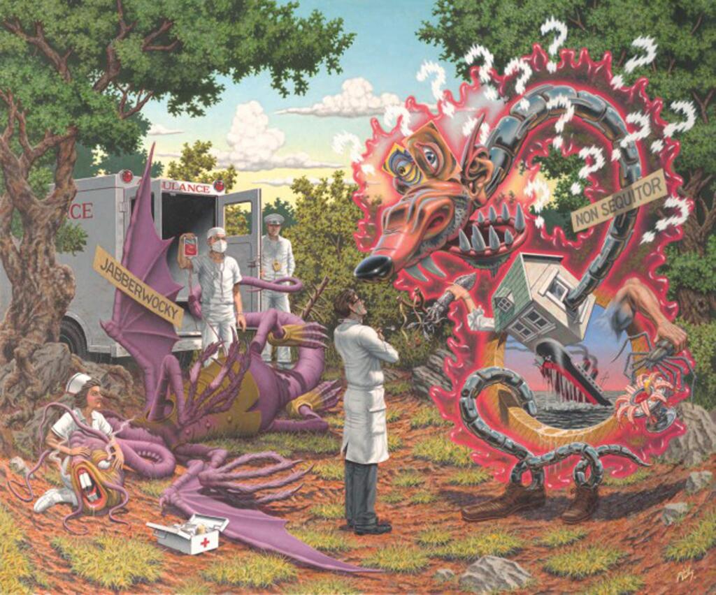 'Death by Exasperation,' 2010, oil on canvas, by Robert Williams, considered the godfather of the low brow and pop surrealist art movements. Williams' works will be subject of an exhibit at the Art Museum of Sonoma County. (ART MUSEUM OF SONOMA COUNTY)