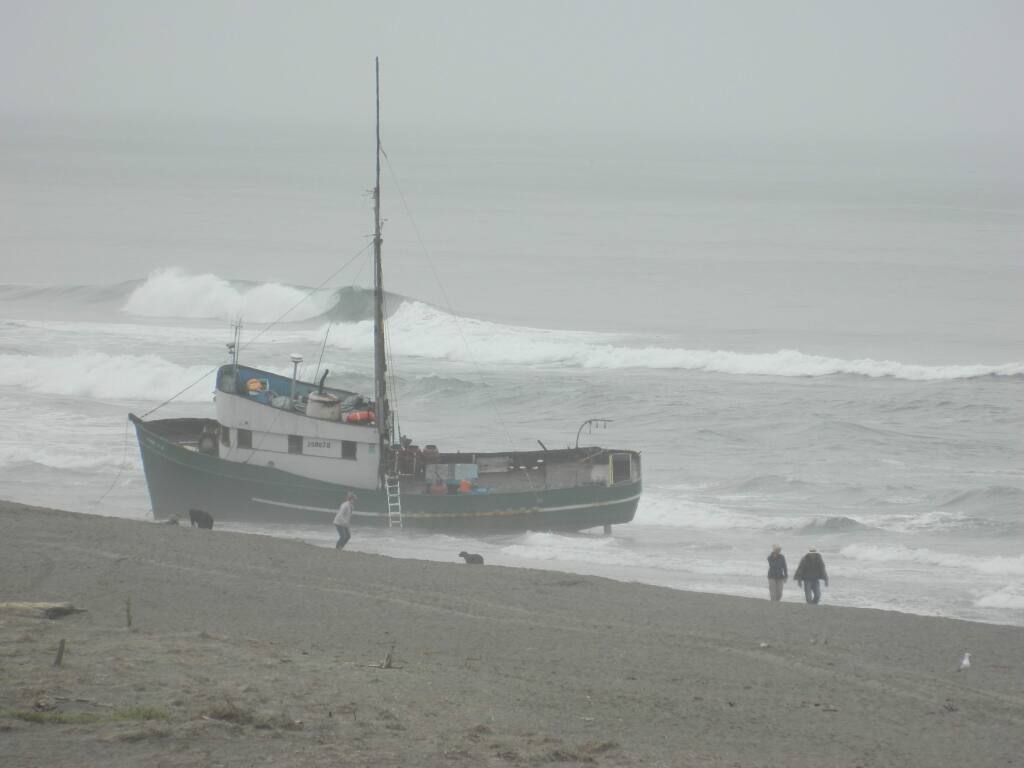 This 54-foot commercial fishing boat ran aground off South Salmon Creek Beach in the early hours of Sunday, Sept. 11, 2016. (COURTESY OF PAT PATTERSON)