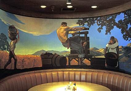 Dennis Ziemienski's murals commissioned for the Breakaway Cafe, such as 'The Winemakers,' shown here, are for sale.