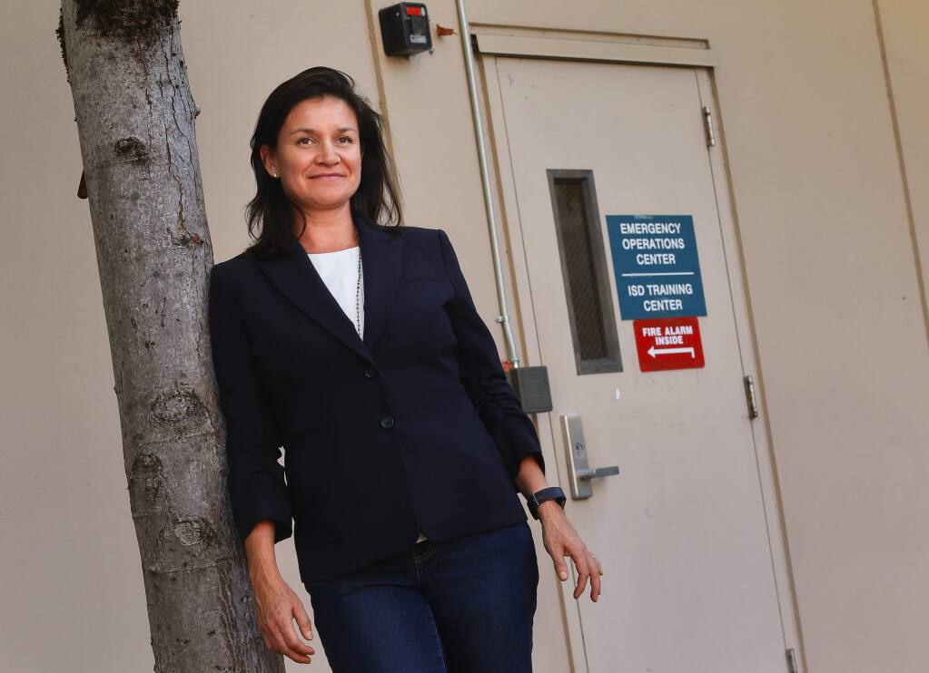 Alegria De La Cruz, chief deputy county counsel and Santa Rosa school board trustee, played a key role during the 2017 October fires by getting emergency communications translated into Spanish, and getting Spanish speakers to shelters and on the public information hotlines.(Christopher Chung/ The Press Democrat)