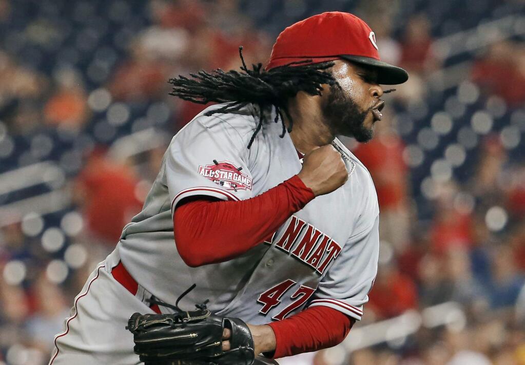 Giants' new pitcher Johnny Cueto comes with some question marks, including a poor second-half performance last season in Kansas City after leaving Cincinnati. (AP Photo/Alex Brandon)