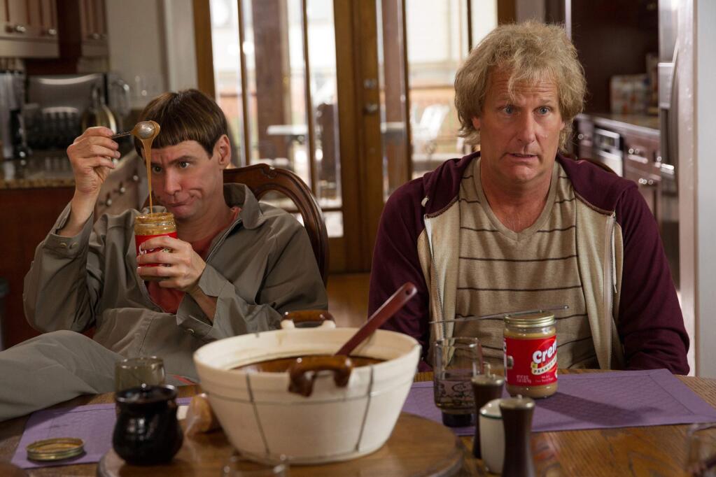 Jim Carrey and Jeff Daniels reprise their signature roles as Lloyd and Harry in the sequel to the smash hit that took physical comedy and kicked it in the nuts, 'Dumb and Dumber To.' (Photo courtesy Universal Studios/MCT)
