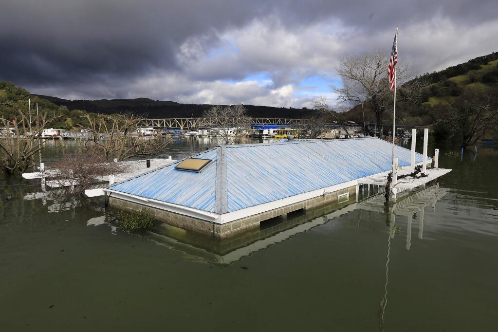 The parking lot and office of the Lake Sonoma Marina were flooded by rising lake levels on Thursday, Jan. 12, 2017. (JOHN BURGESS / PRESS DEMOCRAT FILE)