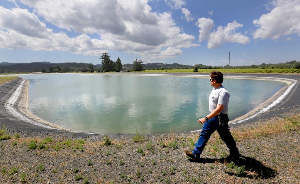 Rob Scates, the water and wastewater superintendent for the city of Healdsburg, says tertiary ponds are being filled with reclaimed water to help agricultural interests irrigate during the hot summer months, Friday May 15, 2015 in Healdsburg. (Kent Porter / The Press Democrat, 2015)
