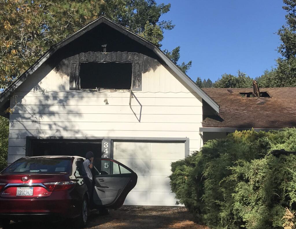 Fire damaged a home in Santa Rosa's Rincon Valley on Monday, Sept. 10, 2018. (BETH SCHLANKER/ PD)