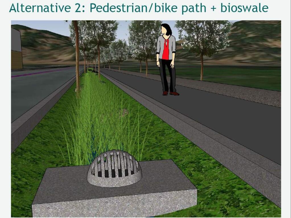 (Sonoma County Water Agency)Image from the presentation on the City Watersheds of Sonoma Valley project to reduce flooding along First St. West.