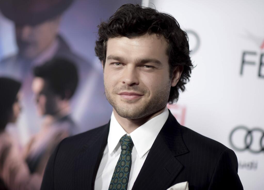 FILE - In this Nov. 10, 2016 file photo, Alden Ehrenreich arrives at the world premiere of 'Rules Don't Apply' in Los Angeles. The young Han Solo Star Wars spinoff, starring Ehrenreich in the role originated by Harrison Ford, finally has a title: ‚ÄúSolo: A Star Wars Story.‚Äù It is set for a May 25, 2018 release. (Photo by Richard Shotwell/Invision/AP, File)