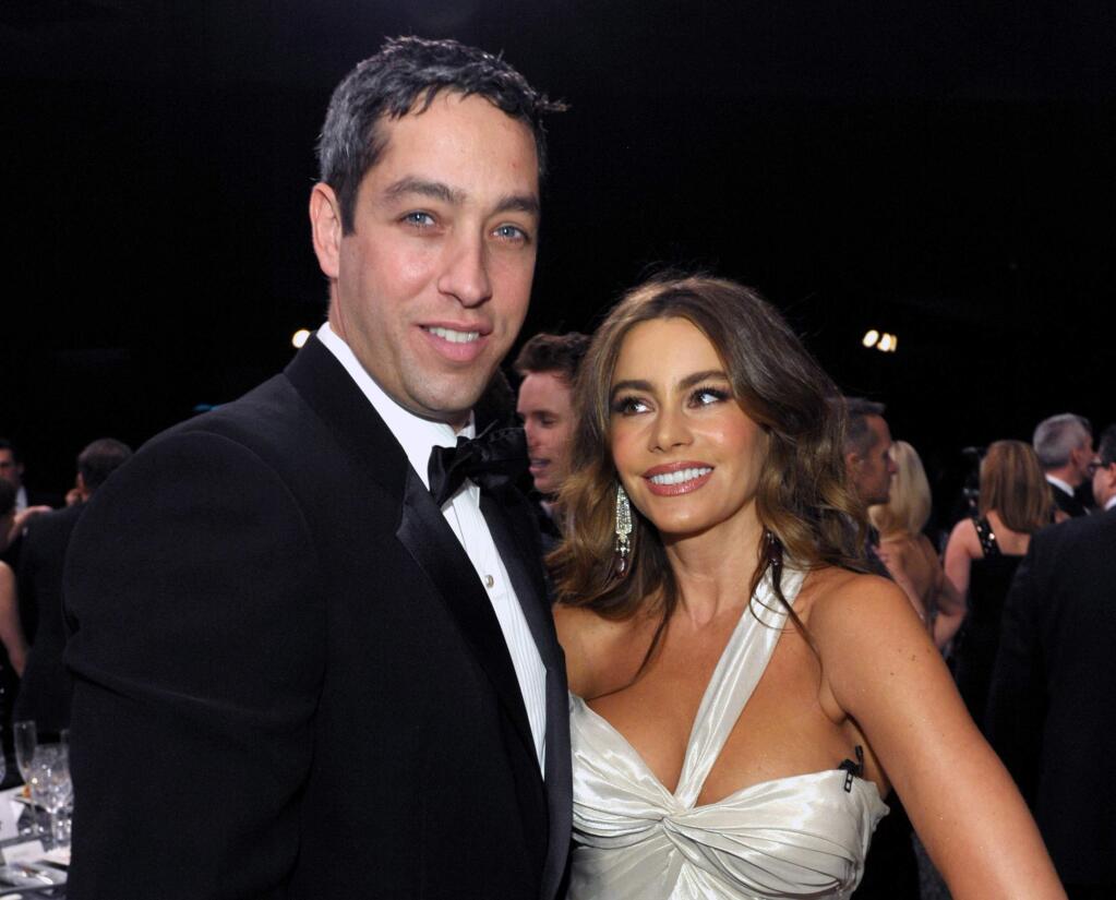 FILE - In this Jan. 27, 2013, file photo Nick Loeb, left, and Sofia Vergara pose in the audience at the 19th Annual Screen Actors Guild Awards at the Shrine Auditorium in Los Angeles. Vergaraís former fiance Loeb said in op-ed heís written that he sued the ìModern Familyî star to protect their frozen embryos because he longs to become a parent and doesnít want the ìtwo livesî he created to ìbe destroyed or sit in a freezer until the end of time.î(Photo by John Shearer/Invision/AP, File)