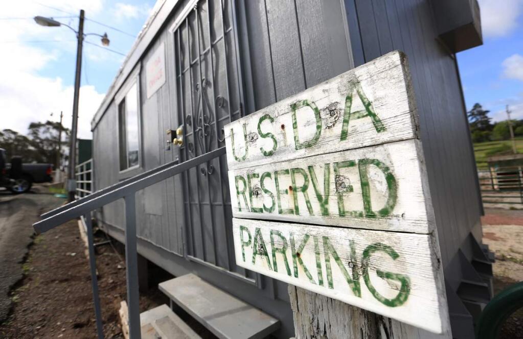 USDA parking shown March 29, 2014, at the old Rancho Feeding Corp., shortly before it reopened April 7 as Marin Sun Farms Petaluma. (Kent Porter / Press Democrat) 2014