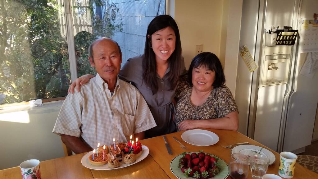 Sachiko Umehara, right, with her husband, Mike Umehara, and daughter Christina Umehara. Sachiko Umehara died on Friday when a suspected drunken driver crashed into her vehicle on Highway 101 south of Petaluma. (Courtesy of Christina Umehara)