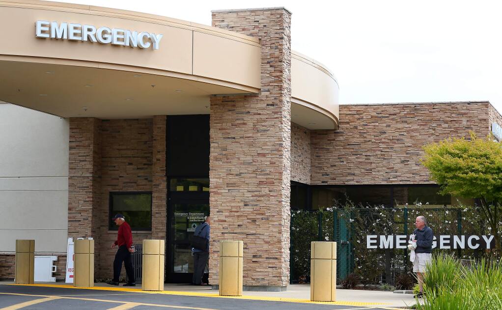 The emergency room at Santa Rosa Memorial Hospital. Santa Rosa police are asking the public for help following an overnight shooting Sunday that sent a man to the hospital in critical condition with a gunshot wound to his chest. (Christopher Chung/ The Press Democrat)