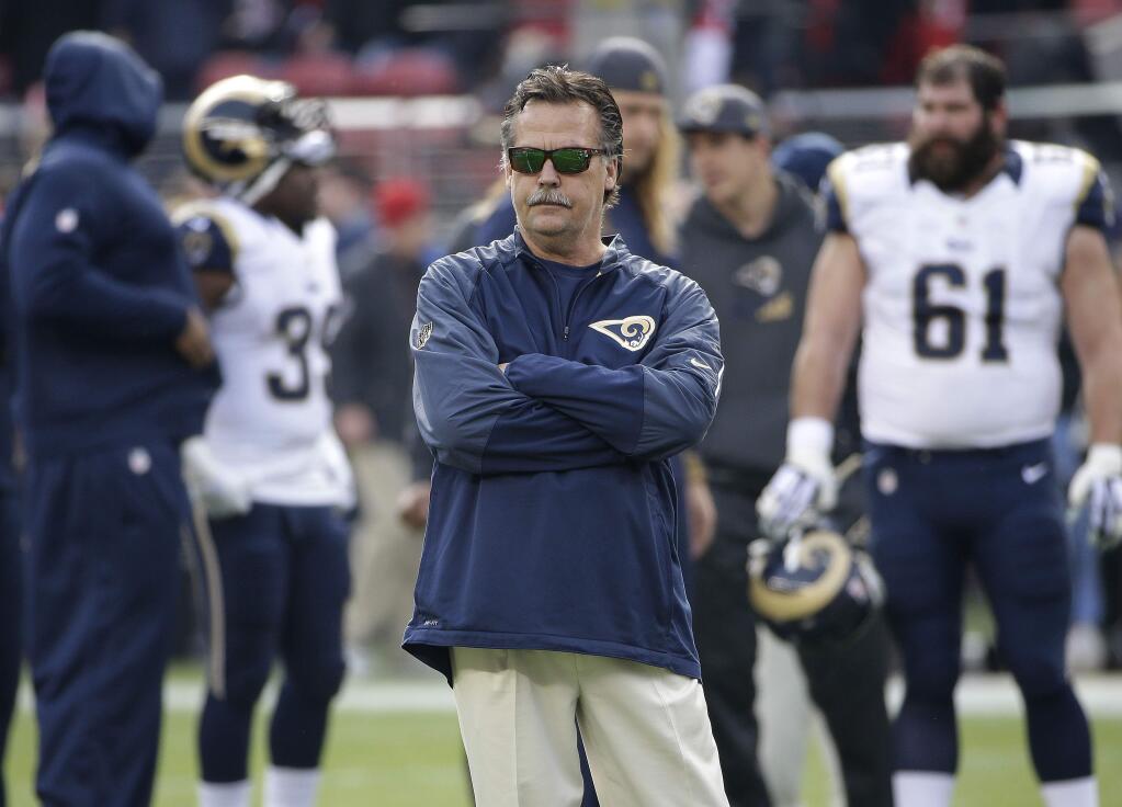 Head coach Jeff Fisher and his Los Angeles Rams will be the 49ers' first opponent in the 2016 regular season. (Marcio Jose Sanchez / Associated Press)