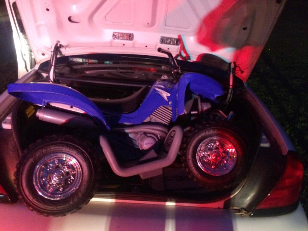 This Sunday, Aug. 3, 2014 photo provided by the Westchester County police in White Plains, N.Y. shows the toy ATV used by a 6-year-old boy to drive onto the Bronx River Parkway. Several drivers formed a slow-moving shield around the boy on his battery-powered toy and got him safely off the roadway. (AP Photo/Westchester County Police)