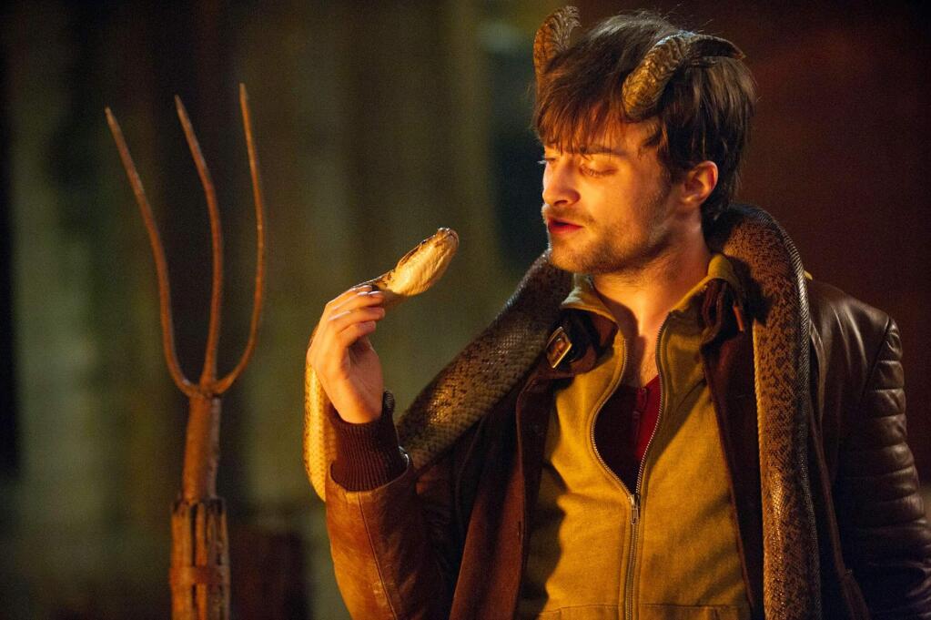 Dimension FilmsDaniel Radcliffe in 'Horns,' as a man who is suspect in the rape and murder of his girlfriend, who, after a night of hard drinking, awakens to find horns growing from his head.