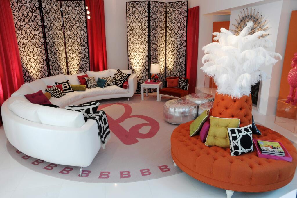 The living room area of Barbie's Real-Life Malibu Dream House is shown in Malibu, Calif., Wednesday, March 4, 2009. (AP Photo/Chris Pizzello)