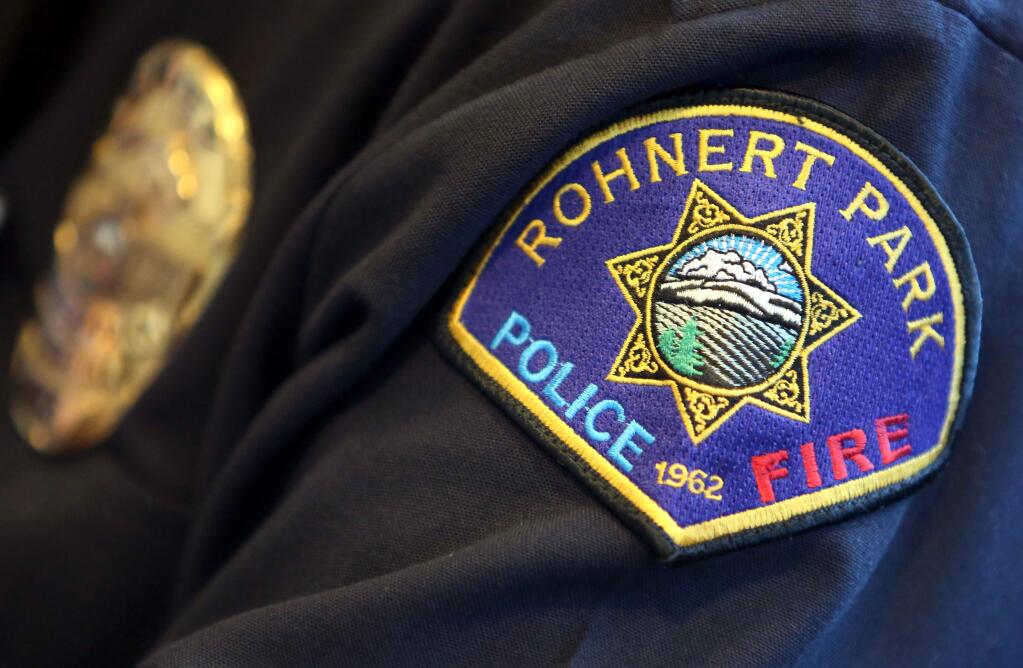 Patch on the uniform of Rohnert Park Department of Public Safety Director Brian Masterson. (Christopher Chung/ The Press Democrat)