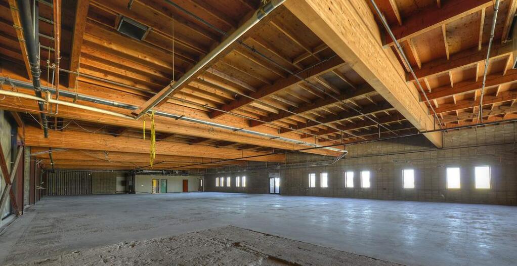 Long support beams and roof trusses span large, column-free warehouse space at the North Bay Logistics Center. (Photo courtesy of LDK Ventures.)