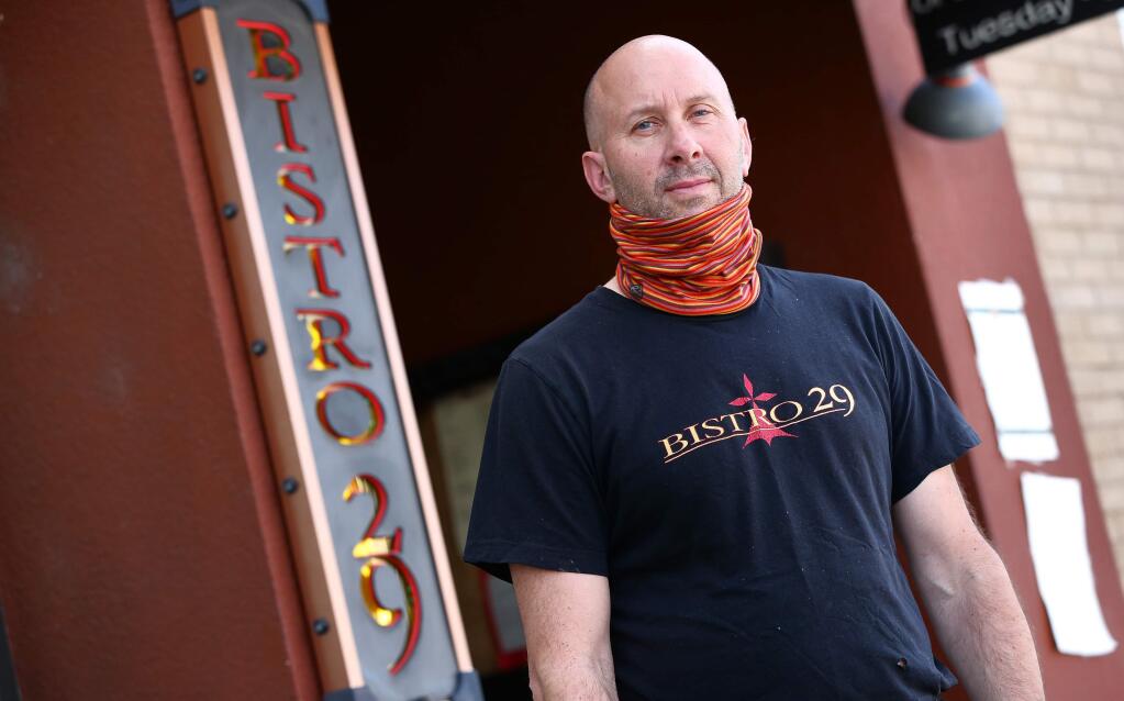 Brian Anderson closed his Bistro 29 restaurant in downtown Santa Rosa on April 25, 2020. (Christopher Chung/ The Press Democrat)