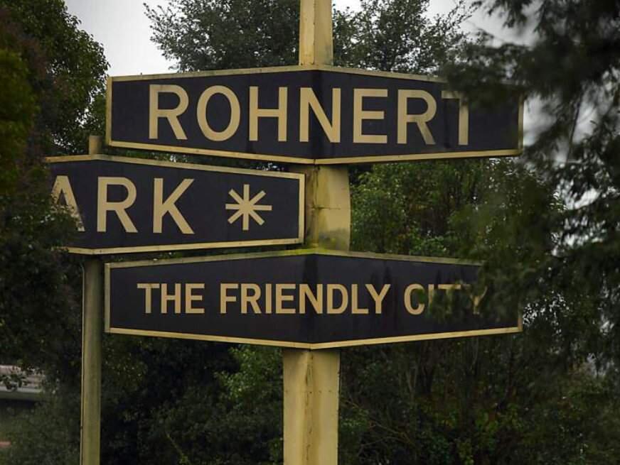 The sign near the southern border of Rohnert Park proclaims it 'The Friendly City.' (Kent Porter/The Press Democrat)