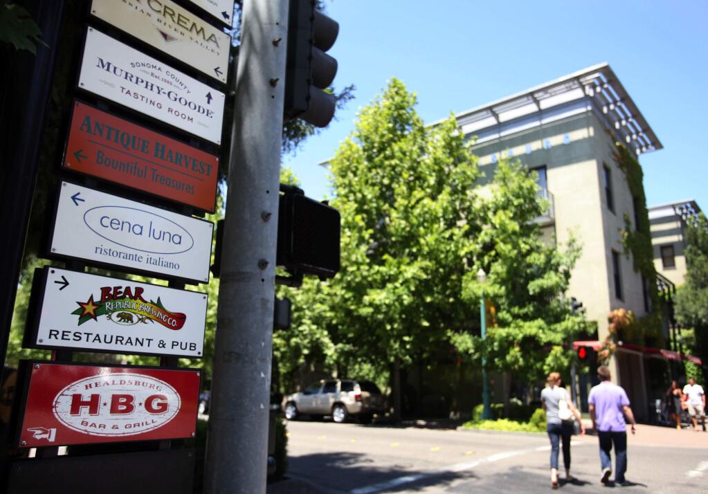 7/17/2010: B3:PC: Part of the redevelopment money went to signs that direct visitors to stores, restaurants and wine stores in downtown Healdsburg.