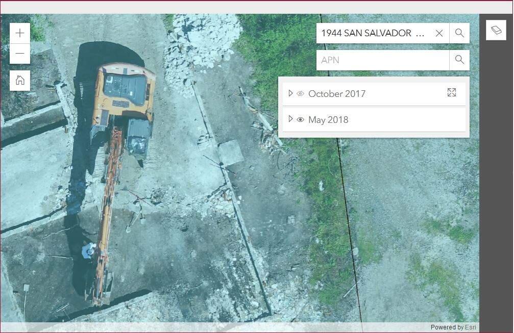 A screenshot of the city of Santa Rosa's rebuilding website shows a new feature incorporating recent high-resolution drone imagery of Coffey Park.
