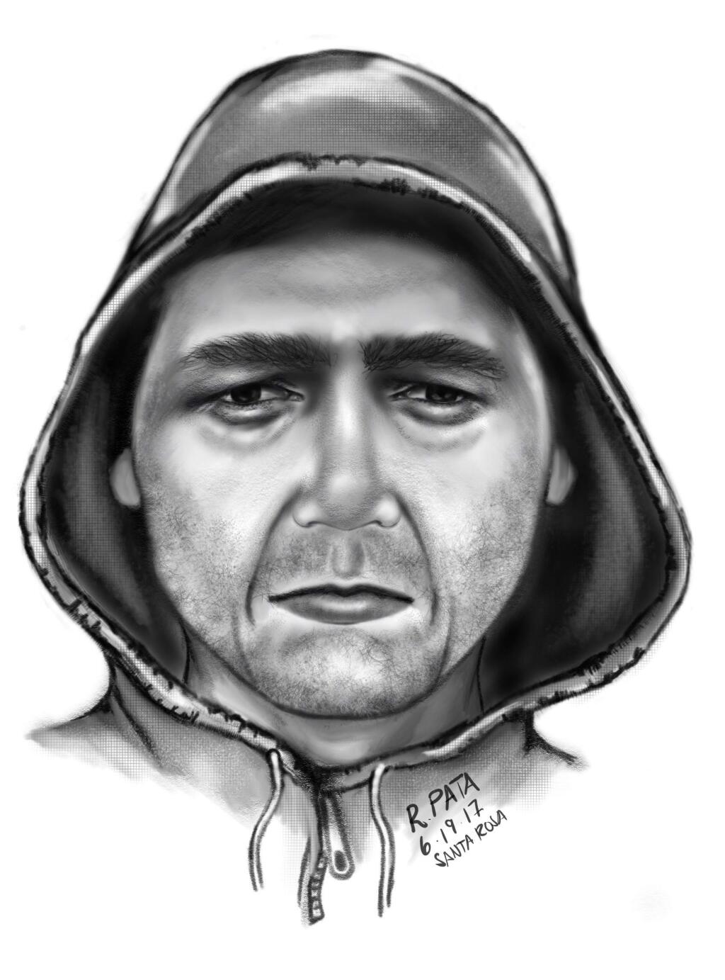 Police sketch of a man suspected of groping a woman during a June 9 attempted robbery near downtown Santa Rosa. (Photo courtesy of the Santa Rosa Police Department)