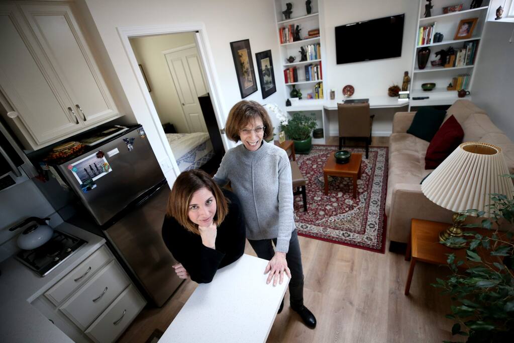 Lee Reich and her daughter Stacey Lince stand inside Reich's 'granny unit' which was converted from a garage into a living space next to Lince's home. Photo taken in Santa Rosa on Sunday, January 27, 2019. (BETH SCHLANKER/ The Press Democrat)