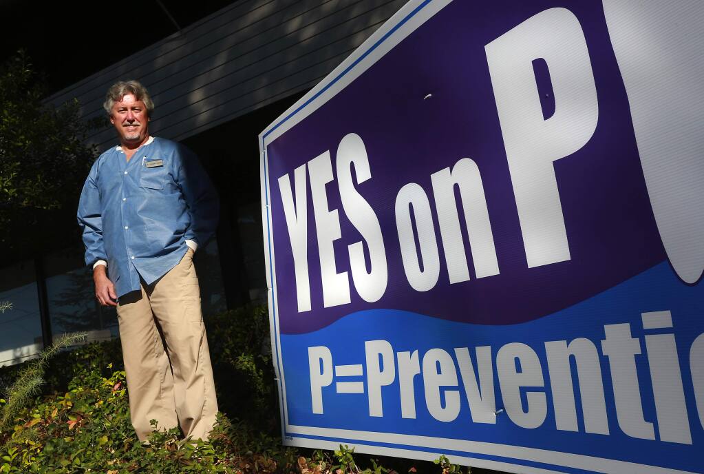 Healdsburg dentist Shawn Widick supports the Yes on P campaign.