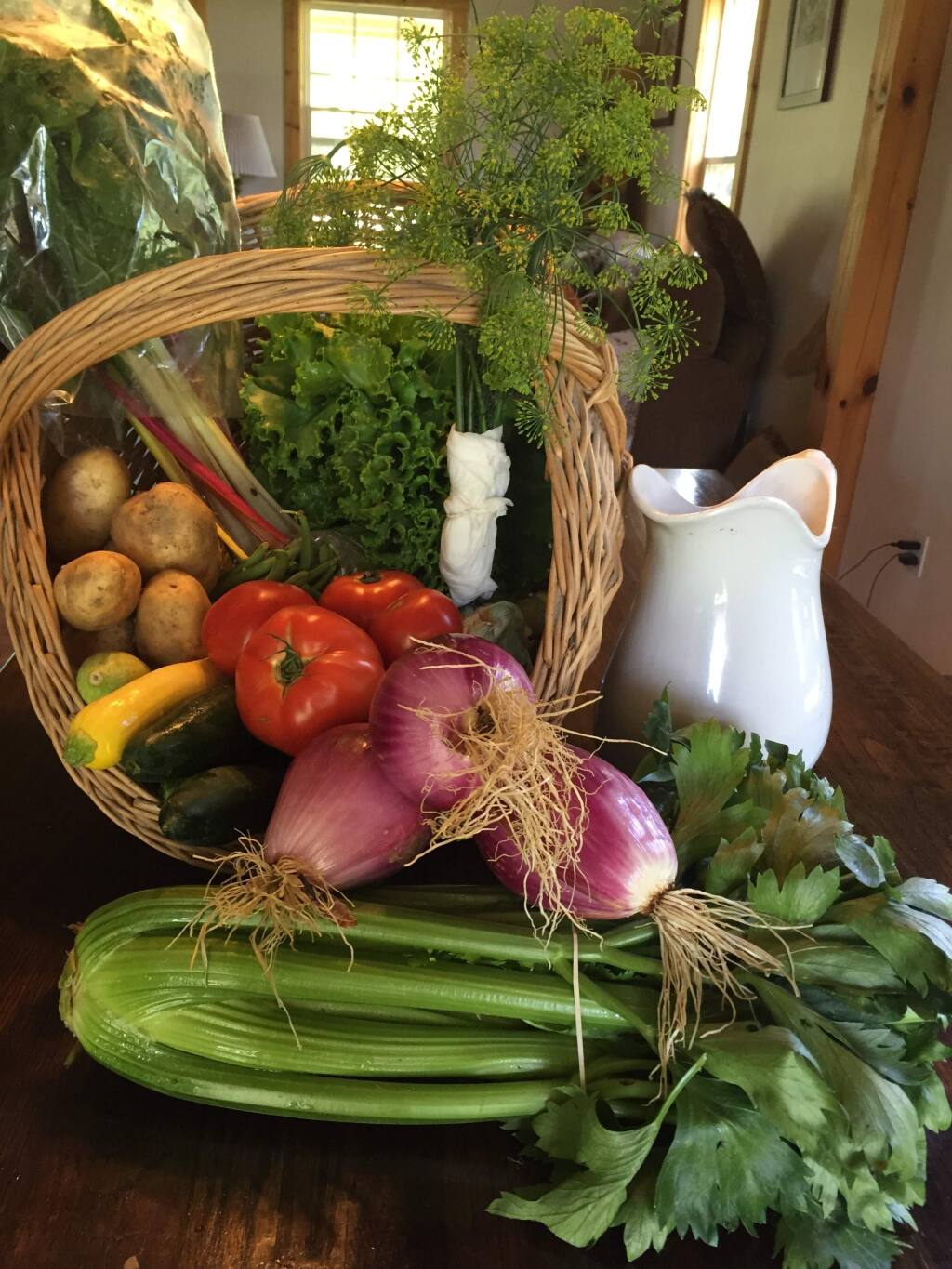 The bounty of a regular farm basket throughout the summer.