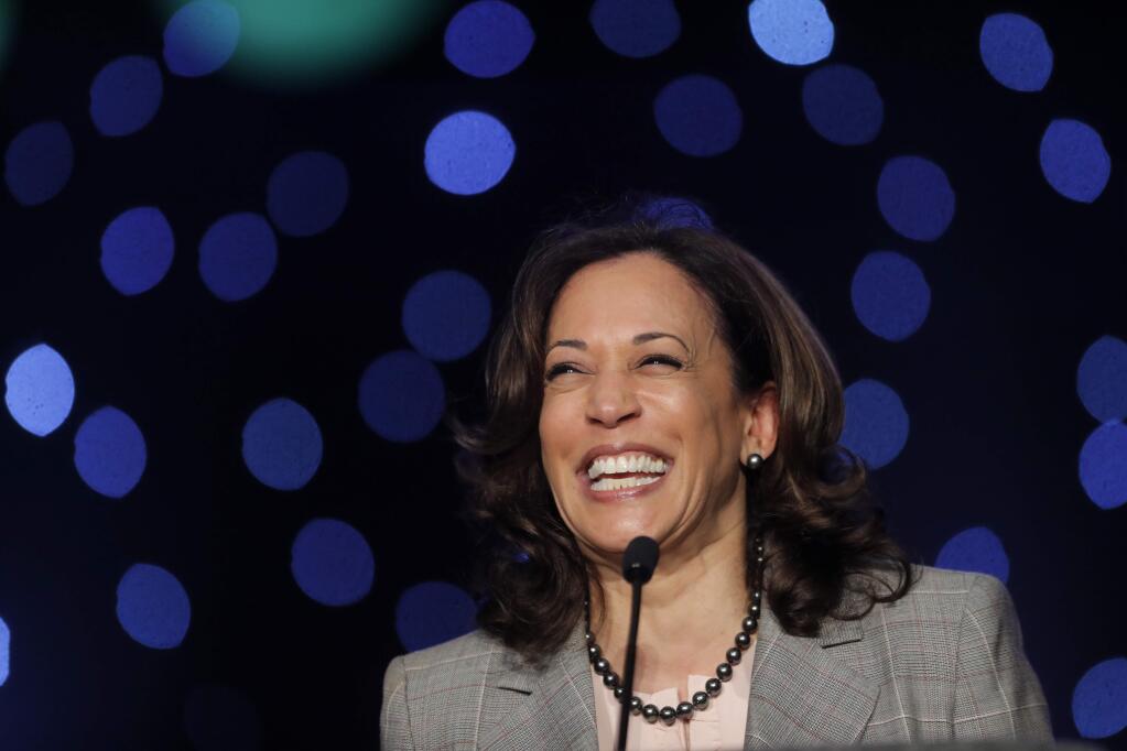 Democratic Presidential Candidate Sen. Kamala Harris, D-Calif., speaks at the Alpha Kappa Alpha Sorority South Central Regional Conference in New Orleans, Friday, April 19, 2019. (AP Photo/Gerald Herbert)