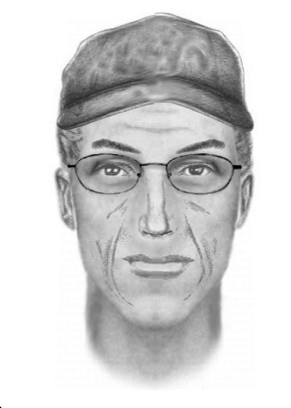 This undated composite sketch provided by the Kern County Sheriff's Office shows the suspect involved in the wounding of police officers in the Kelso Valley, Calif., area on Tuesday, July 28, 2015. Authorities on Monday, Aug. 3, searched an area east of Bakersfield, Calif., as part of a six-day manhunt involving the wounding of the deputies. (Kern County Sheriff's Office via AP)