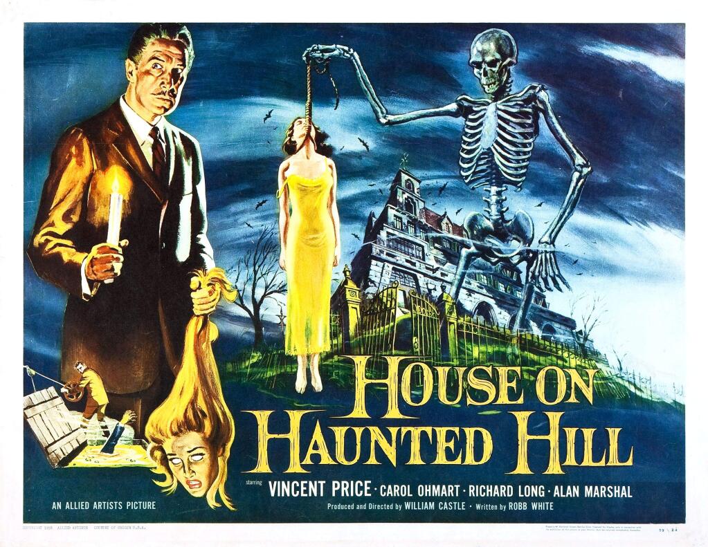 Poster for the 1959 movie, 'House on Haunted Hill,' produced and directed by William Castle.