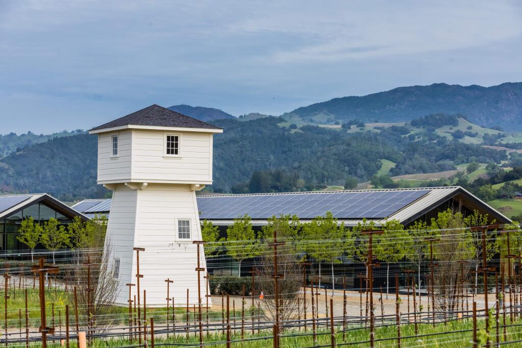 Solar panels on Silver Oak Cellars' Alexander Valley winery near Healdsburg were among the green features that earned the facility LEED Platinum certification in 2016. (DAMION HAMILTON PHOTOGRAPHER) April 4, 2018