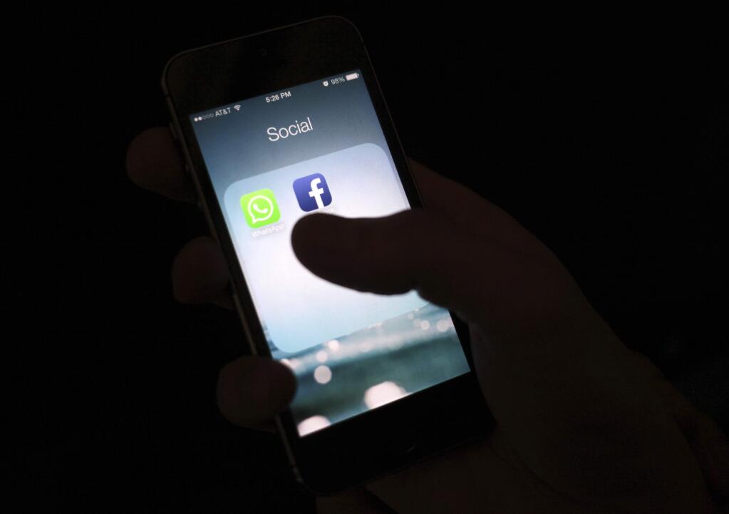 The Wall Street Journal reported that several phone apps are sending sensitive user data to Facebook, including health information, without users' consent. The report says an analytics tool called “App Events” allows app developers to record user activity and report it back to Facebook, even if the user isn't on Facebook. (AP Photo/Karly Domb Sadof, File) Feb. 19, 2014