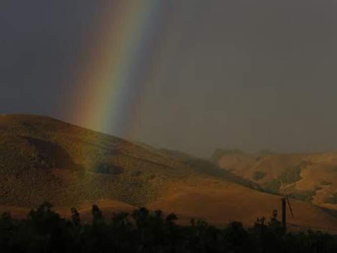 A rainbow appeared the Carneros region after light rain on Thursday, Sept. 18, 2014. (BETH SCHLANKER/ PD)