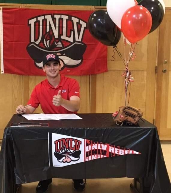 DOM WIRTZ PHOTOCasa Grande High School pitcher Chris Joaquim signs a Letter of Intent to attend college at the University of Nevada Las Vegas.