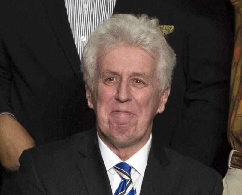 FILE - In this Dec. 15, 2016, photo, CNN commentator Jeffrey Lord, appears at a rally for President-elect Donald Trump in Hershey, Pa. CNN cut ties Thursday, Aug. 10, 2017, with Lord, a conservative commentator, after he tweeted a Nazi salute at a critic. (AP Photo/Matt Rourke, File)