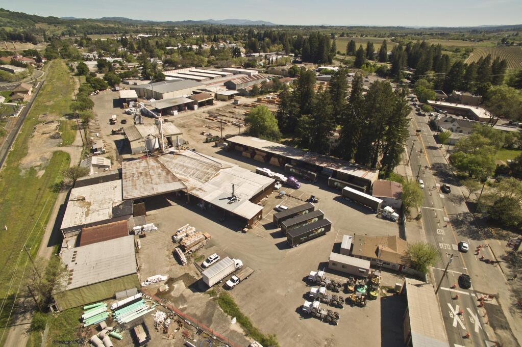 The Nu Forest lumber mill in downtown Healdsburg, is getting closer to being redeveloped as a site with a hotel, housing and commercial uses. plans for a 58-room hotel, along with 182 apartments and townhomes have been submitted to the city by Replay Resorts. (Chad Surmick / The Press Democrat)