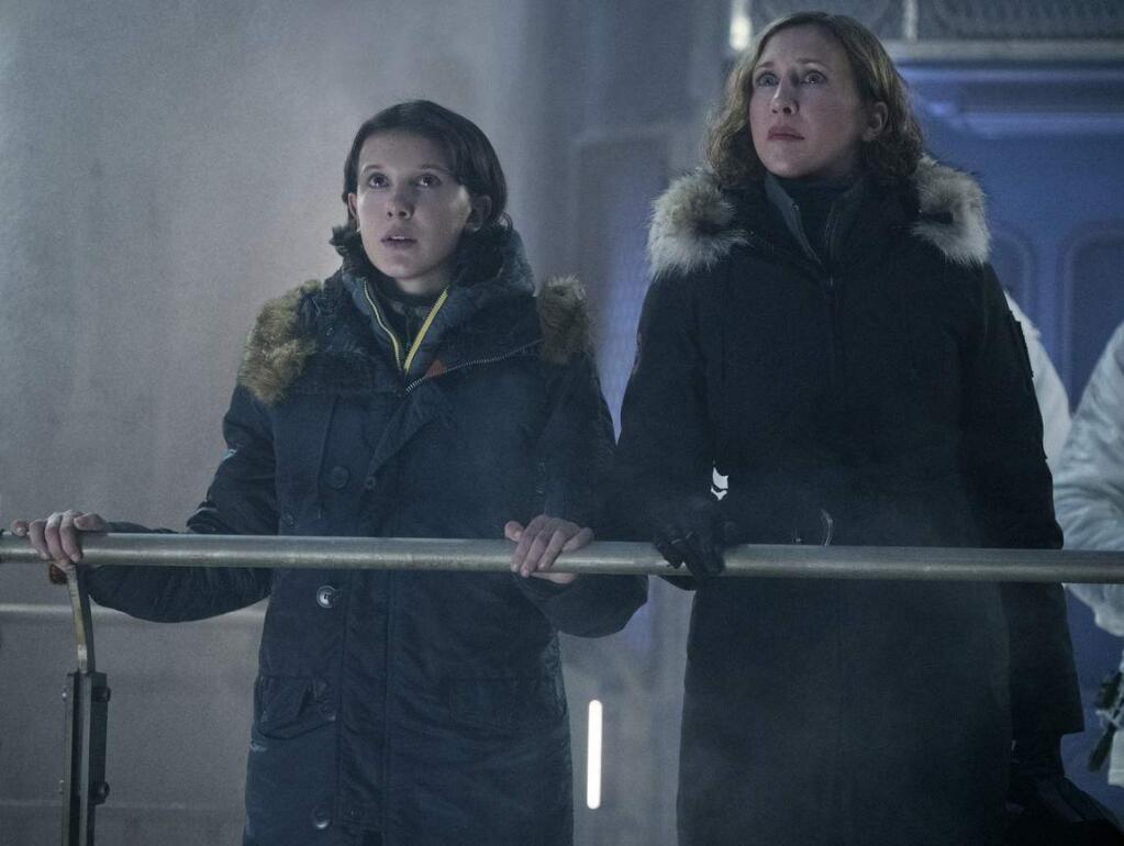 Vera Farmiga stars as Dr. Emma Russell with Millie Bobby Brown as as Madison Russell in 'Godzilla: King of the Monsters,' in which the crypto-zoological agency Monarch as its members face off against a battery of god-sized monsters, including the mighty Godzilla, who collides with Mothra, Rodan, and his ultimate nemesis, the three-headed King Ghidorah. (Warner Bros. Pictures)