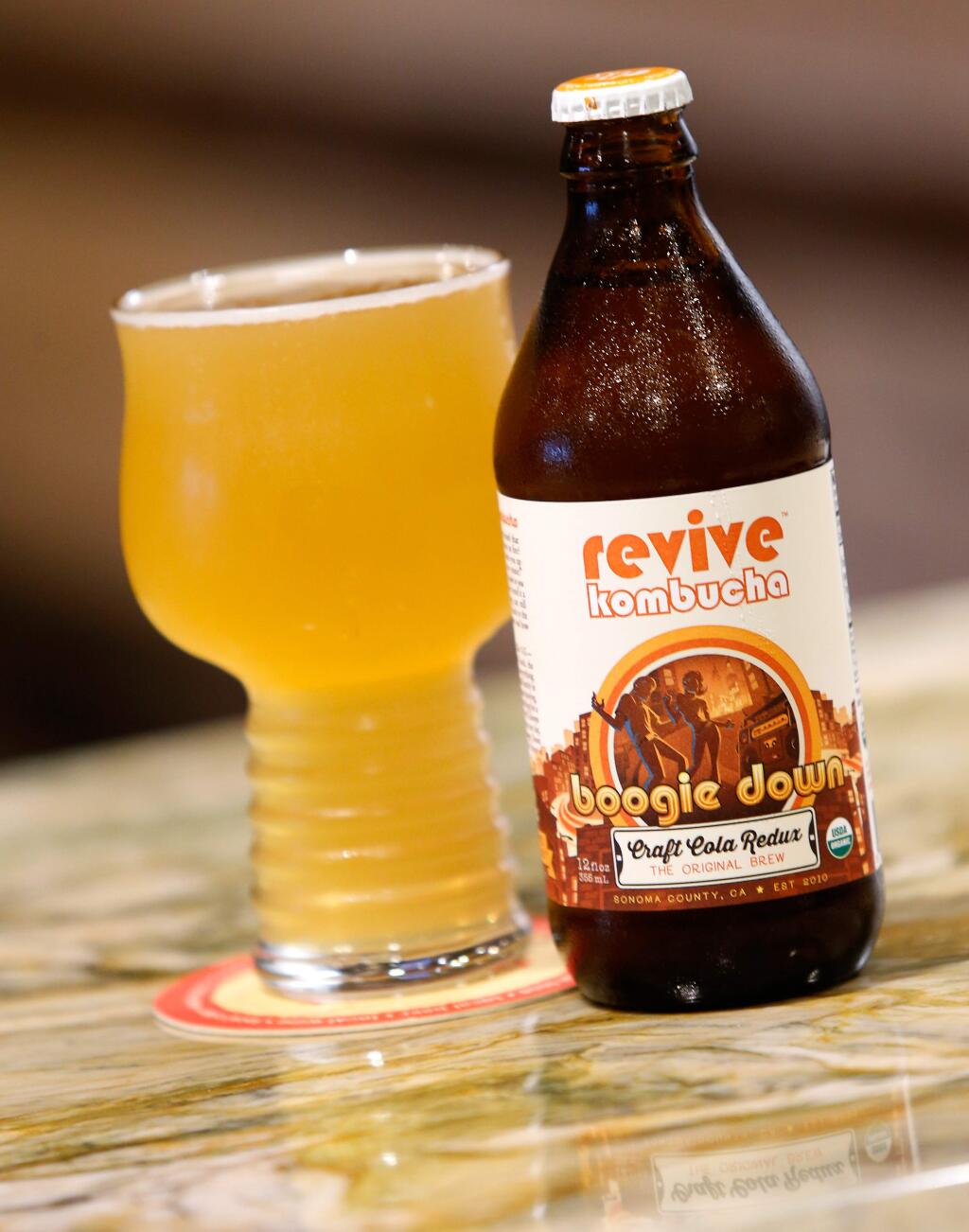 Revive Kombucha Boogie Down is available on tap or bottled at the Oliver's Market Tavern in Windsor, California on Thursday, August 24, 2017. (Alvin Jornada / The Press Democrat)