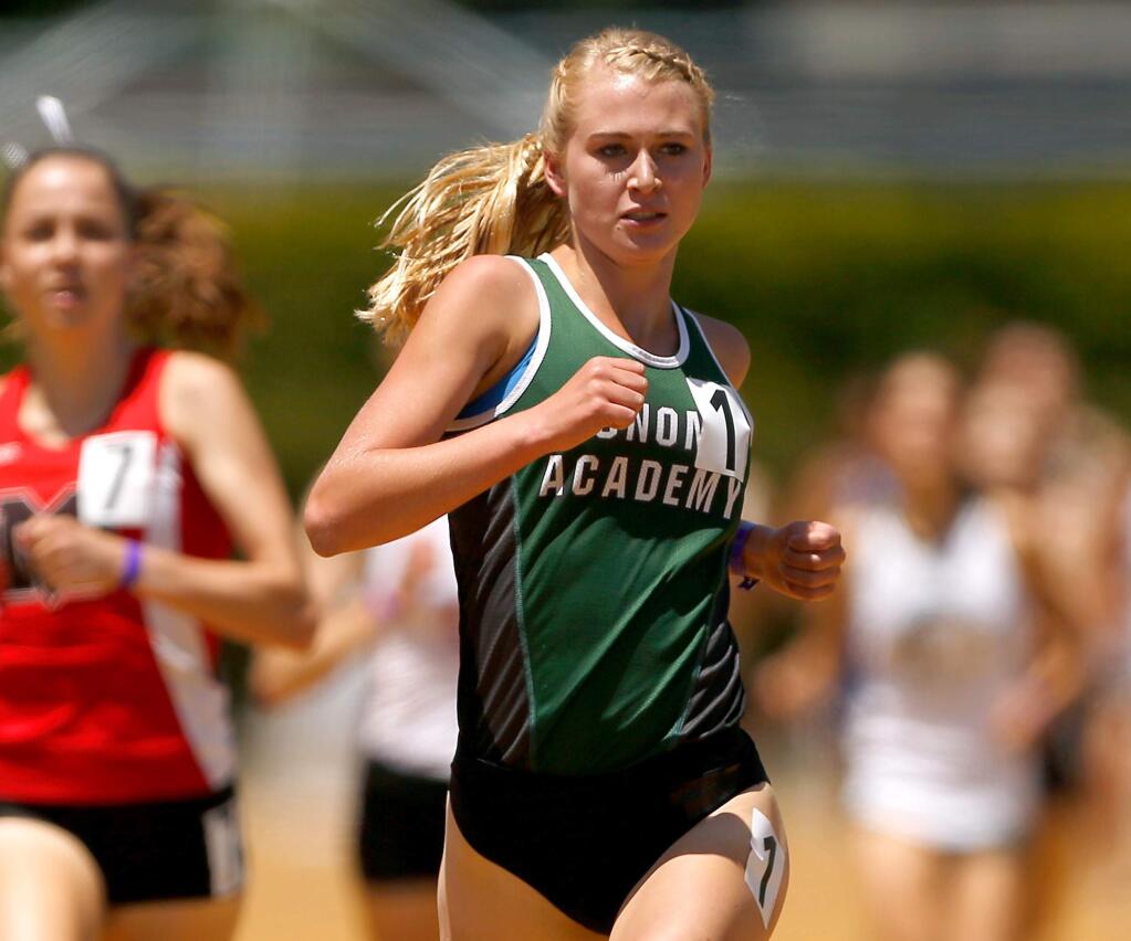Sonoma Academy's Rylee Bowen finished first in the girls 1,600-meter run at the NCS Meet of Champions. (Alvin Jornada / The Press Democrat)