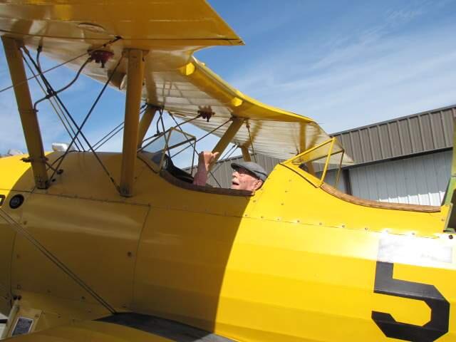 Santa Rosa's Ted Greer, 96, in a Stearman biplane before taking flight from the Petaluma Municipal Airport on Friday, July 15, 2016. (COURTESY PHOTO)