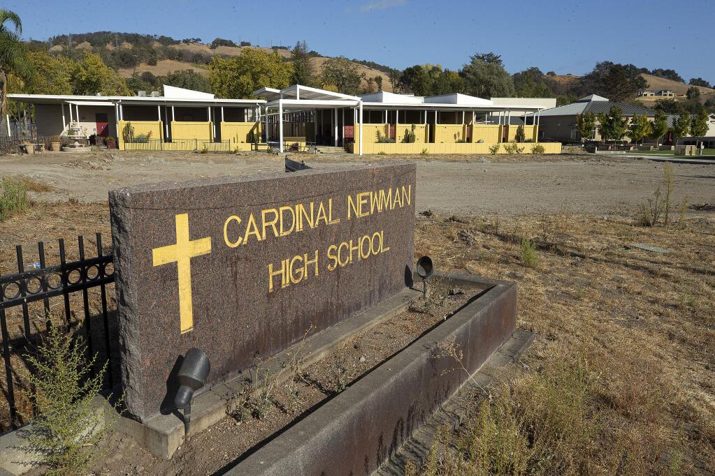 An anonymous donor has gifted Cardinal Newman Academy with up to $16 million to help the school rebuild in the wake of the October 2017 wildfires. (photo by John Burgess/The Press Democrat)