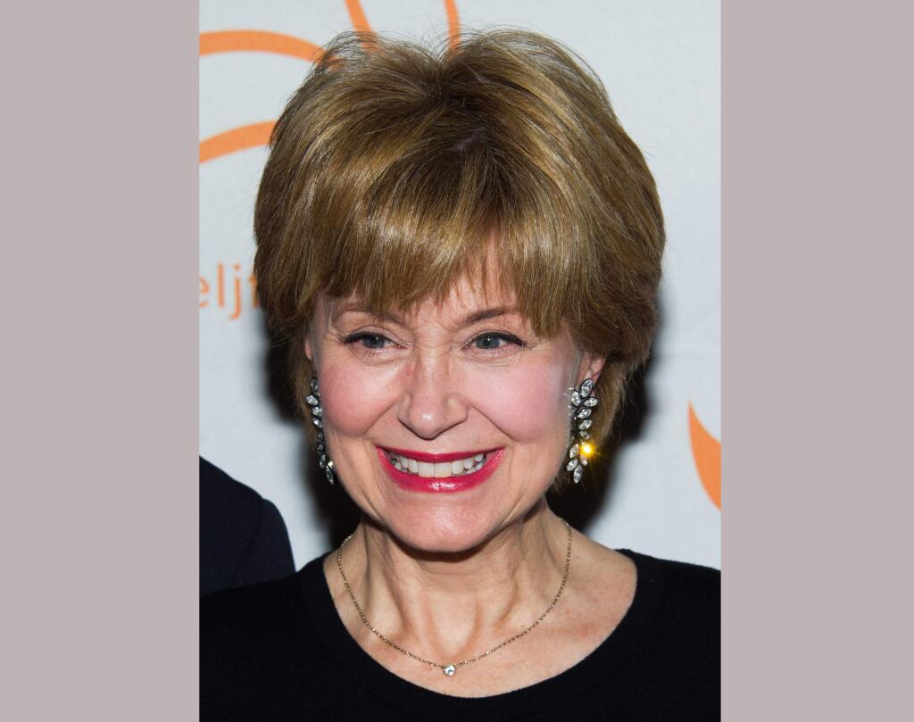 FILE - In this Nov. 9, 2013 file photo, Jane Pauley attends A Funny Thing Happened On The Way To Cure Parkinson's benefit for The Michael J. Fox Foundation for Parkinson's Research in New York. Pauley will replace Charles Osgood as host of CBS 'Sunday Morning,' following his retirement on Sunday, Sept. 25. Osgood, who replaced original host Charles Kuralt, hosted the program for 22 years. (Photo by Charles Sykes/Invision/AP, File)