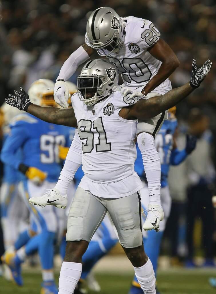 Defensive end Benson Mayoa, cornerback Daryl Worley and the Raiders must avoid a letdown Sunday when they host winless Cincinnati. (CHRISTOPHER CHUNG / THE PRESS DEMOCRAT)