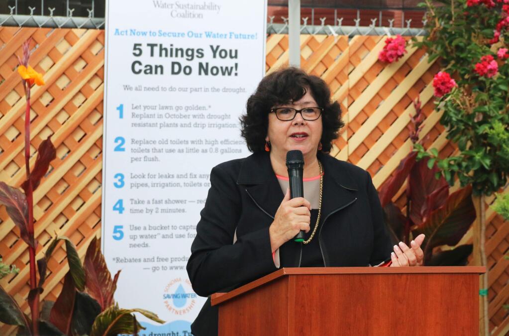 'The drought is proof of climate change,' Cynthia Murray, head of North Bay Leadership Council, said at the North Bay Water Sustainability Coalition launch press conference at Friedman's Home Improvement in south Santa Rosa on July 9, 2015. (Jeff Quackenbush, The Business Journal)