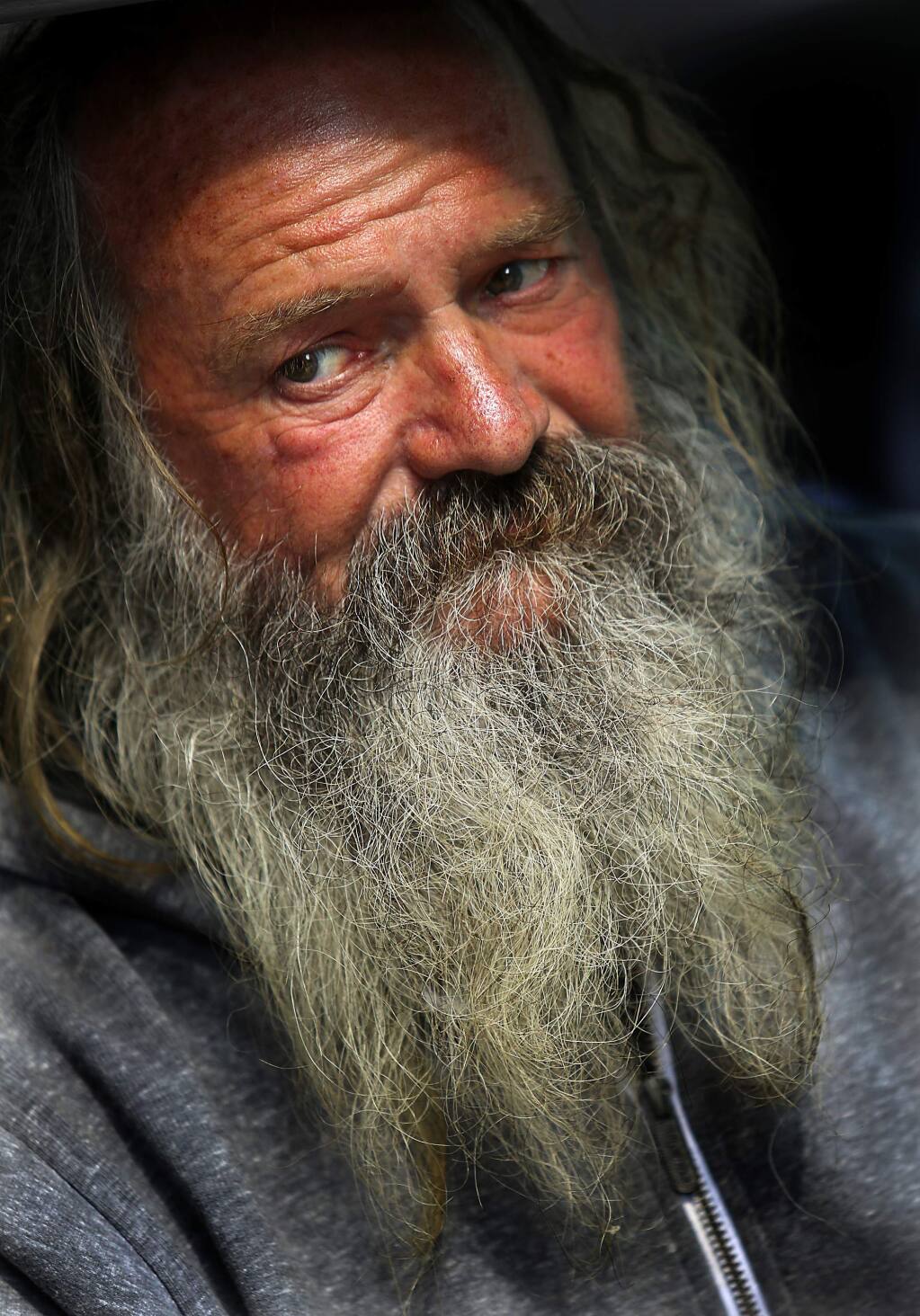 JOHN BURGESS / The Press Democrat A homeless man who declined to give his name has lived near the St. Vincent de Paul Society in Santa Rosa for the past 18 months. Sonoma County's most recent homeless count, on Jan. 23, found 3,107 people were homeless.