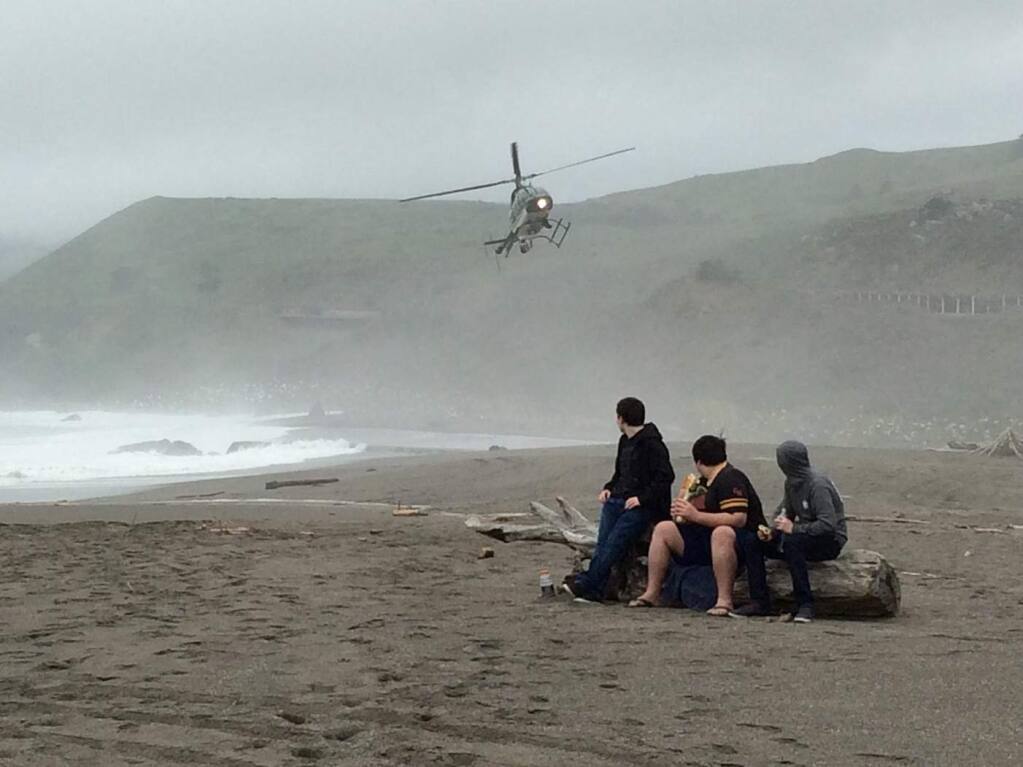 Four people, including three children, were rescued Friday, Feb. 26, 2016, from rough water off Goat Rock beach in Sonoma County. (Photos by Kate Wilson)